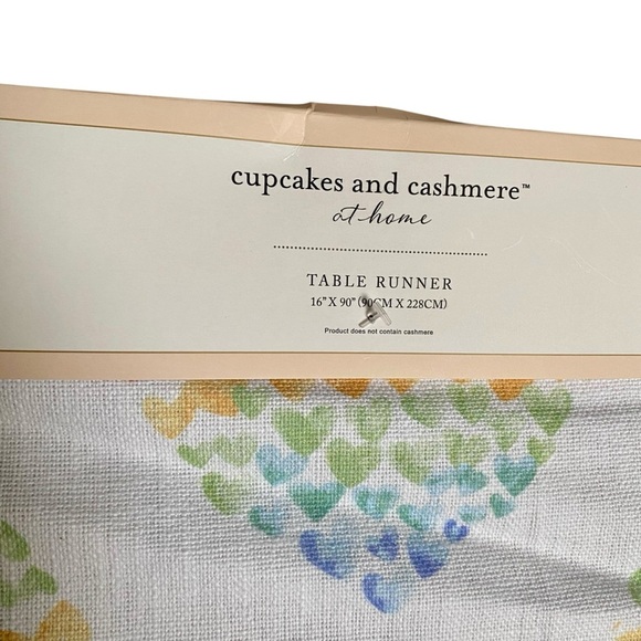 Cupcakes and Cashmere At Home Rainbow Heart Tassel Table Runner NWT - Picture 4 of 8